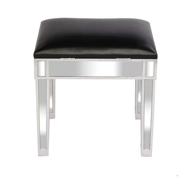 Modern Style Mirrored Vanity Stool Black