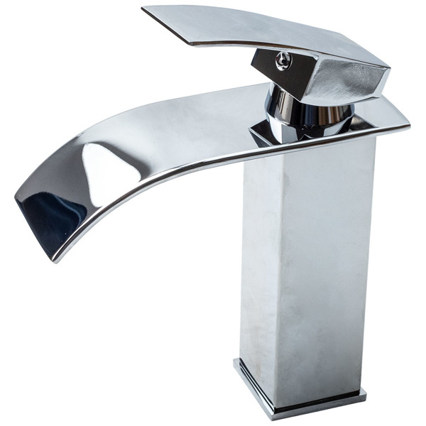 Bathroom Basin Faucet Waterfall Spout Sink Mixer Tap Chrome Finish w/Cover