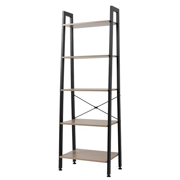 5 Tiers Industrial Ladder Shelf,Bookshelf, Storage Rack Shelf for Office, Bathroom, Living Room，Gray Color