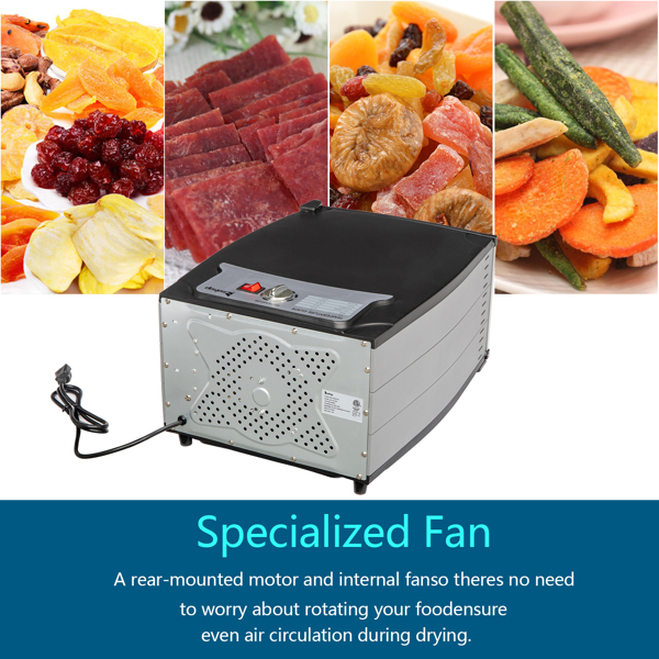 Food Dehydrator Large Drying Capacity with 6pcs Movable Trays, Temperature Time Adjustable, Height Adjustable, Fruit Dryer Meat Jerky Herbs BPA-Free