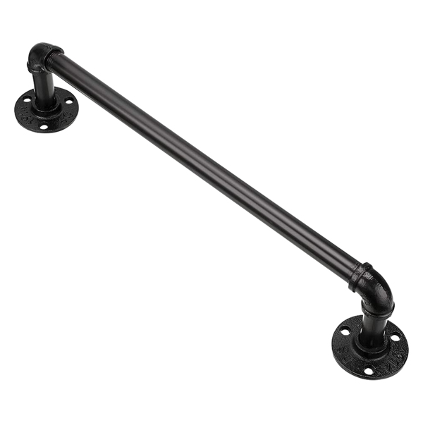 16 Inch Industrial Iron Pipe Towel Rack Holder(Black)