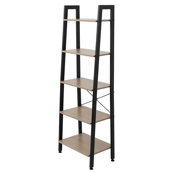 5 Tiers Industrial Ladder Shelf,Bookshelf, Storage Rack Shelf for Office, Bathroom, Living Room，Gray Color