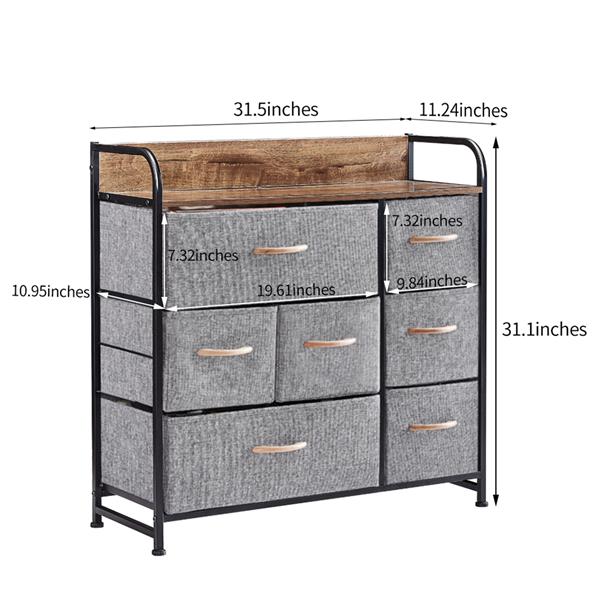 7 Drawer Dresser, Dresser Organizer, Fabric Dressers for Bedroom, Storage Tower for Hallway, Entryway, Closets, Sturdy Steel Frame, Wood Top & Handles