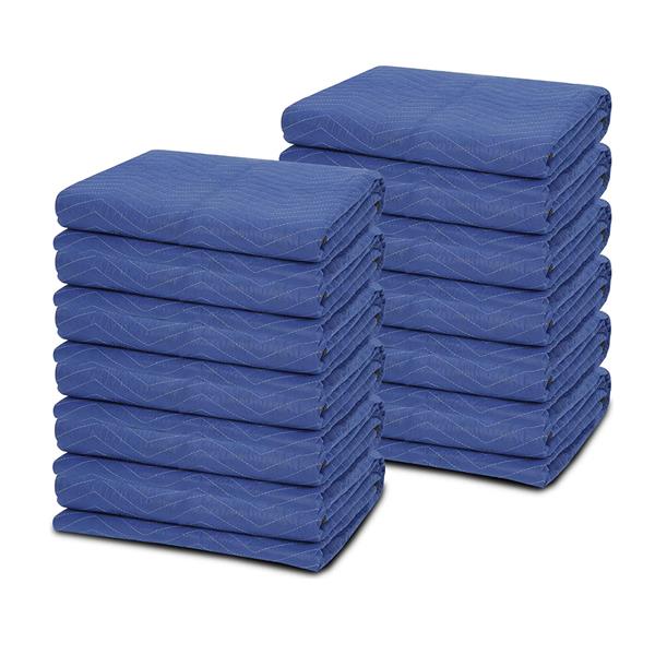 12-Pack 80 x 72 inch Moving Blankets, Heavy Duty Moving Pads for Protecting Furniture, Professional Quilted Shipping Furniture Pads, Blue