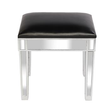 Modern Style Mirrored Vanity Stool Black