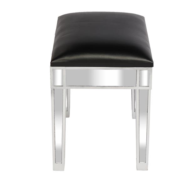 Modern Style Mirrored Vanity Stool Black