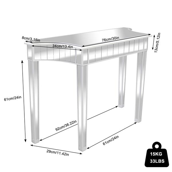 Mirrored Modern Style Makeup Table Silver