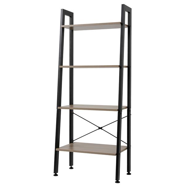 4 Tiers Industrial Ladder Shelf,Bookshelf, Storage Rack Shelf for Office, Bathroom, Living Room，Gray Color