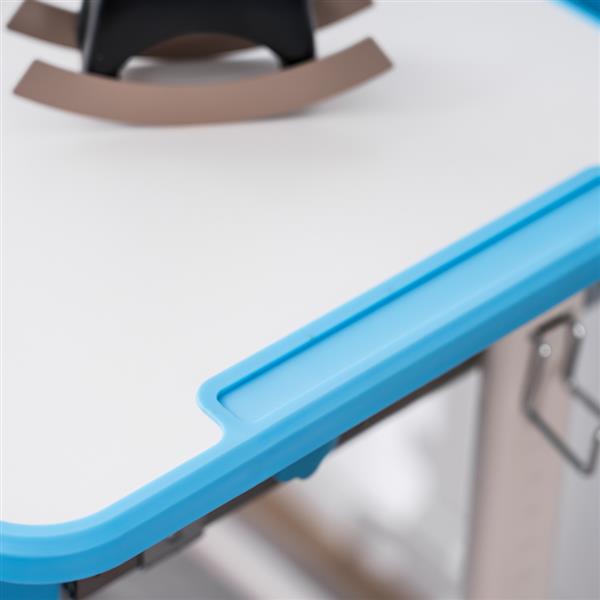 Student Desks and Chairs Set C Style with Light White Lacquered White Surface and Blue Plastic [70x38x(52-74)cm]