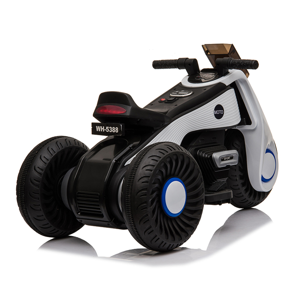 Children's Electric Motorcycle 3 Wheels Double Drive White