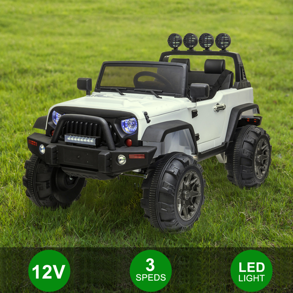 12V Kids Ride On Car SUV MP3 2.4GHZ Remote Control LED Lights White