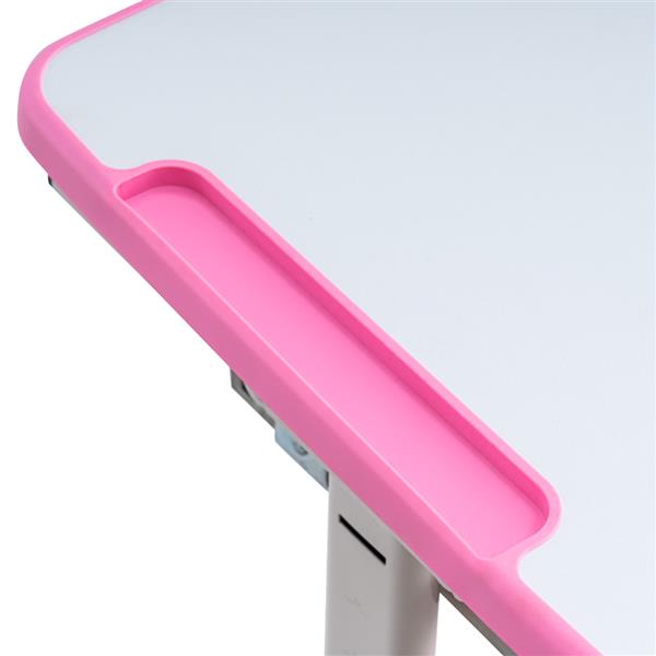 Student Desks and Chairs Set C Style White Lacquered White Surface Pink Plastic [70x38x(52-74)cm]
