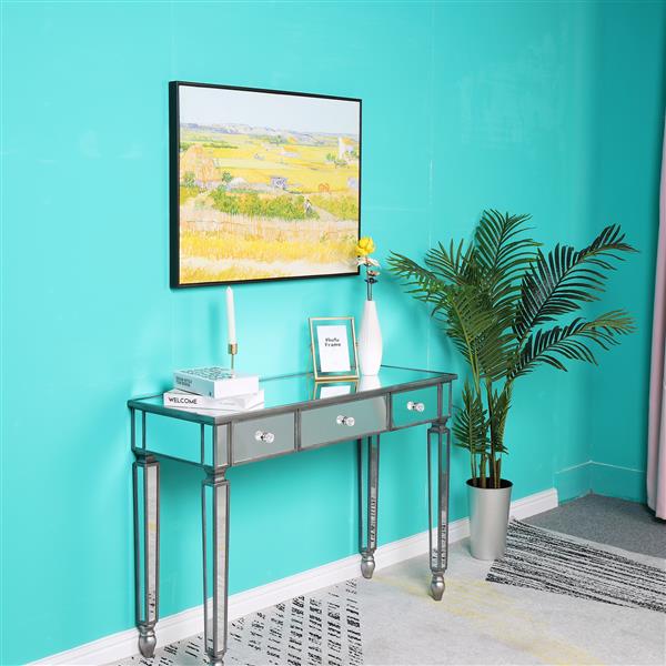 Three Drawers Mirror Table Dressing Table Console Table