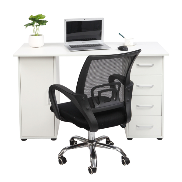 One Door Four Drawers Computer Desk White