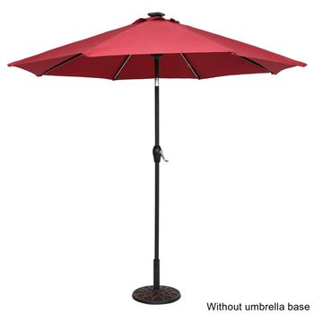9FT Strip <b style=\\'color:red\\'>Light</b> Umbrella Waterproof Folding Sunshade Wine Red(Resin Baseis not included
