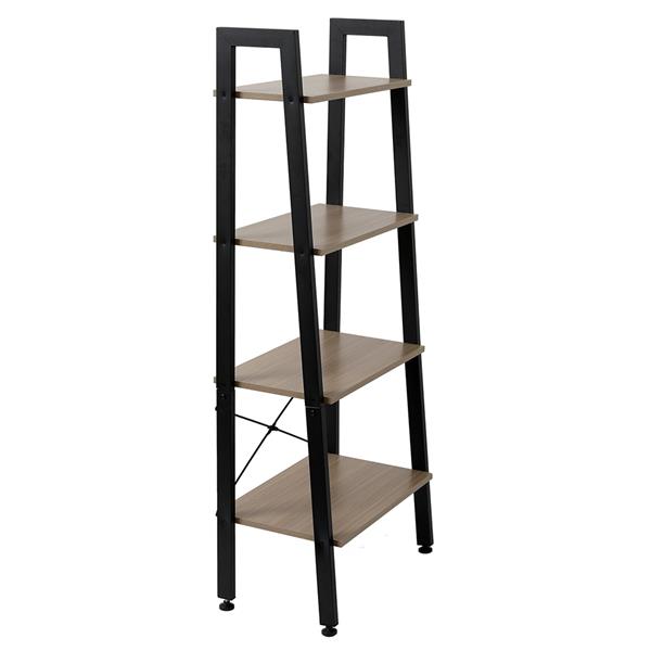 4 Tiers Industrial Ladder Shelf,Bookshelf, Storage Rack Shelf for Office, Bathroom, Living Room，Gray Color