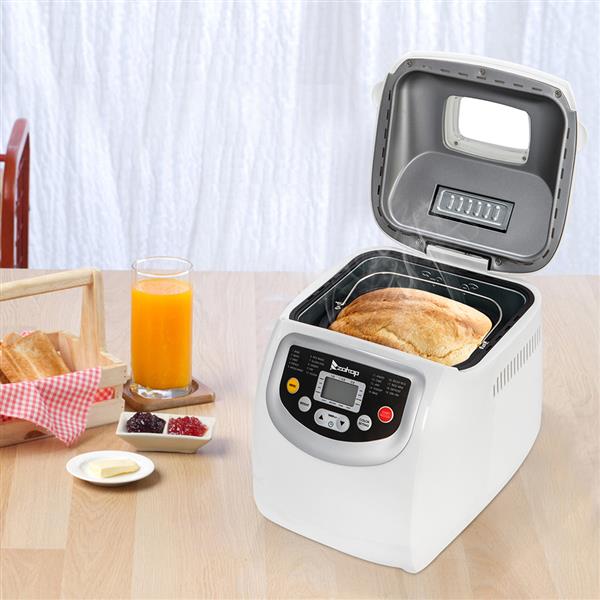 BM8021 2LB Bread Maker Machine With Automatic Feeding Function,High Temperature Resistant Environmental Protection Plastic ,White ,110V 550W US plug