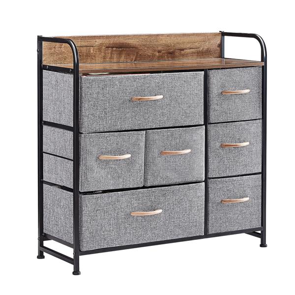 7 Drawer Dresser, Dresser Organizer, Fabric Dressers for Bedroom, Storage Tower for Hallway, Entryway, Closets, Sturdy Steel Frame, Wood Top & Handles