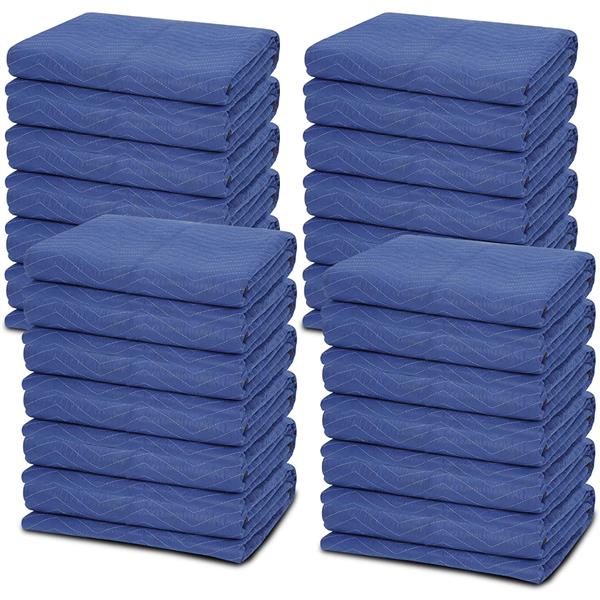 12-Pack 80 x 72 inch Moving Blankets, Heavy Duty Moving Pads for Protecting Furniture, Professional Quilted Shipping Furniture Pads, Blue