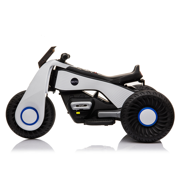 Children's Electric Motorcycle 3 Wheels Double Drive White