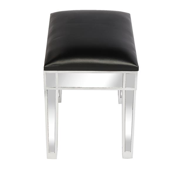 Modern Style Mirrored Vanity Stool Black