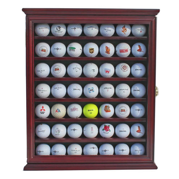 49 Golf Ball Display Case Cabinet Wall Rack Holder w/98% UV Protection Lockable Brown
