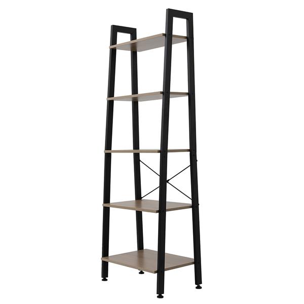 5 Tiers Industrial Ladder Shelf,Bookshelf, Storage Rack Shelf for Office, Bathroom, Living Room，Gray Color