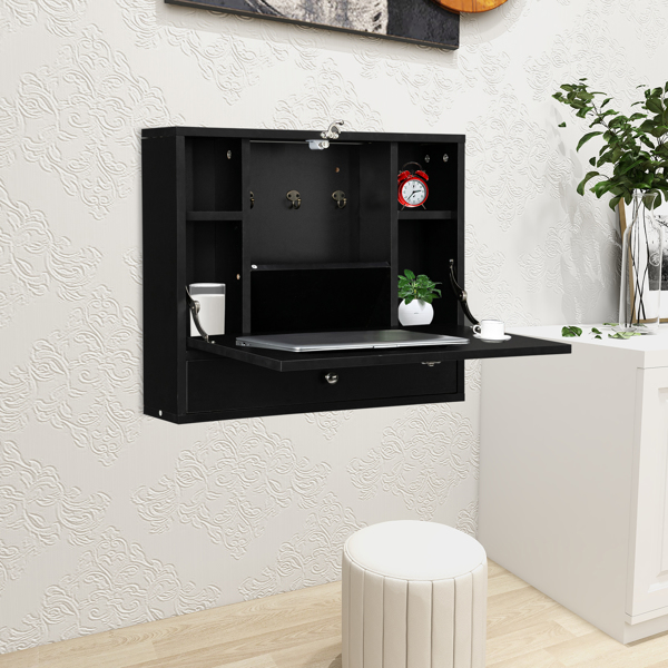 Density Board with Triamine Wall Built-up Computer Desk Black