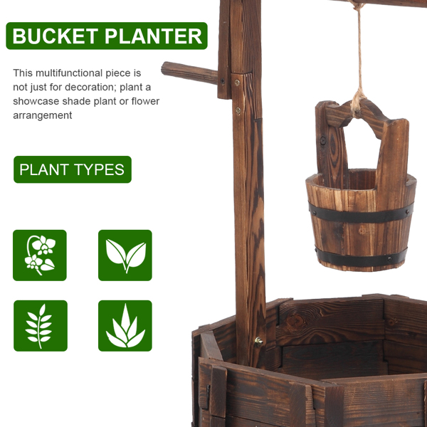 Outdoor Reinforced  And  Anticorrosive Wooden Wishing Well Flowerpot