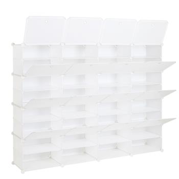 8-Tier Portable 64 Pair Shoe Rack Organizer 32 Grids Tower Shelf Storage Cabinet Stand Expandable for Heels, Boots, Slippers, White