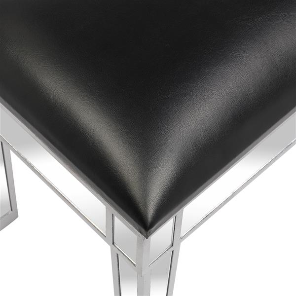 Modern Style Mirrored Vanity Stool Black