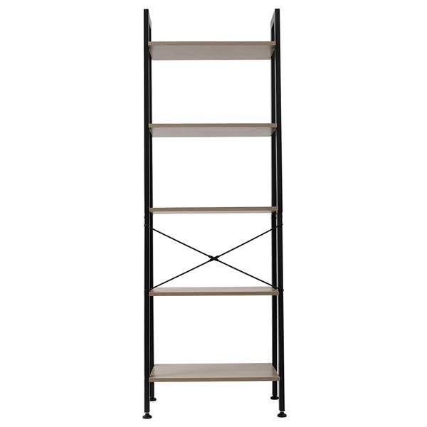 5 Tiers Industrial Ladder Shelf,Bookshelf, Storage Rack Shelf for Office, Bathroom, Living Room，Gray Color