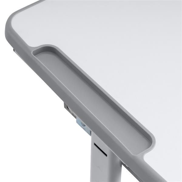 Student Desks and Chairs Set C Style White Lacquered White Surface Light Grey Plastic [70x38x(52-74)cm]