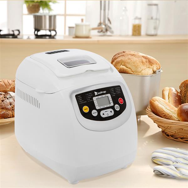 BM8021 2LB Bread Maker Machine With Automatic Feeding Function,High Temperature Resistant Environmental Protection Plastic ,White ,110V 550W US plug