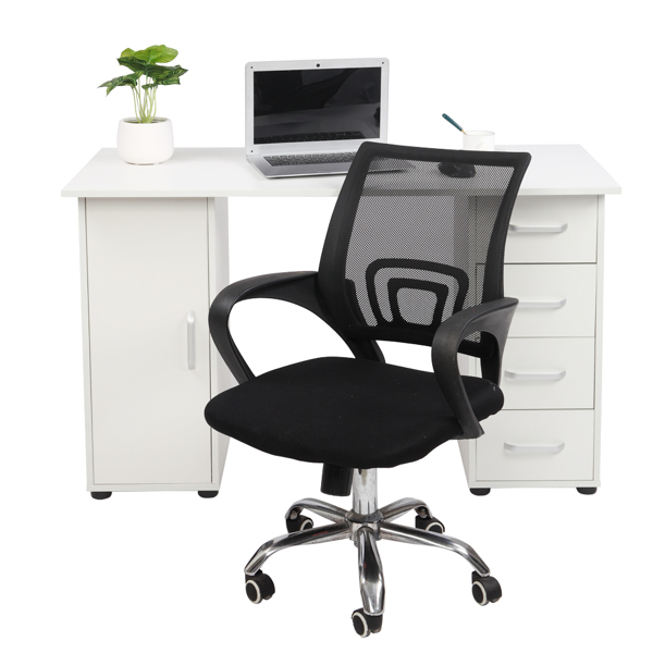 One Door Four Drawers Computer Desk White