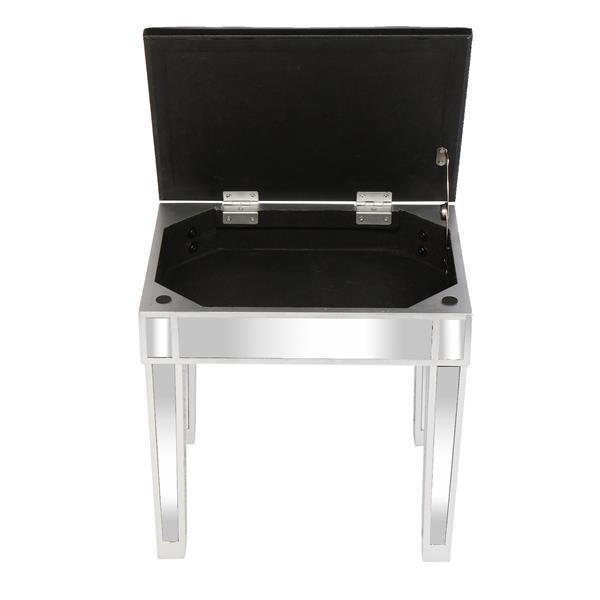 Modern Style Mirrored Vanity Stool Black