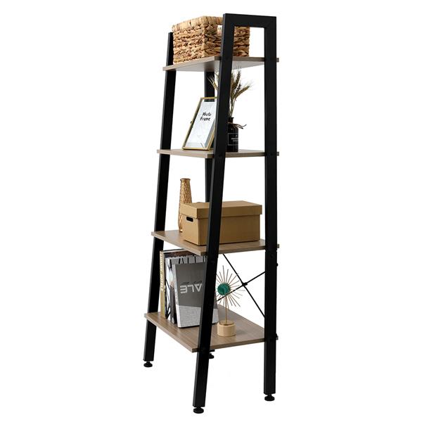 4 Tiers Industrial Ladder Shelf,Bookshelf, Storage Rack Shelf for Office, Bathroom, Living Room，Gray Color