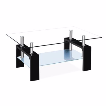  Arc Shaped Two Tiers Tempered Glass Coffee Table 