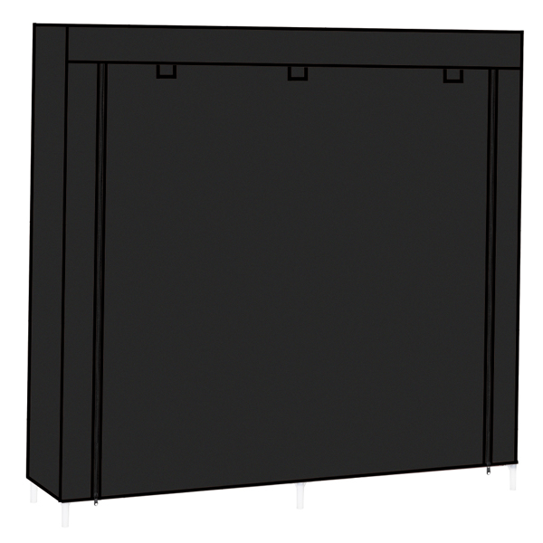 7 Tiers Portable Shoe Rack Closet Fabric Cover Shoe Storage Organizer Cabinet Black