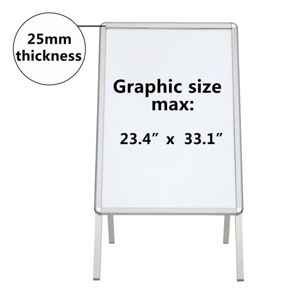 A1 Aluminum 32mm Single-sided A-frame Poster Stand Silver