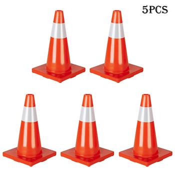 5Pcs Traffic Cones 18\\" Orange Slim Fluorescent Reflective Road Safety Parking Cones