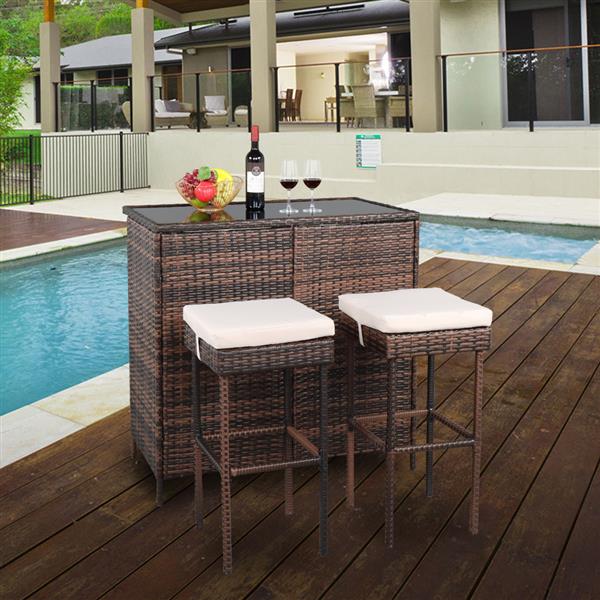 Bar Table And Bar Stool Three-Piece Set Brown Gradient