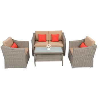 PE+钢铁 KD 150kg 灰色 N001 编藤四件套