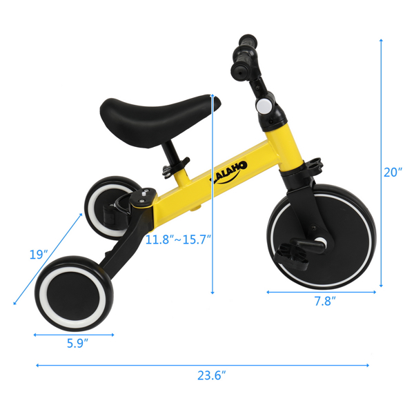 Kids 3 in 1 Tricycles Yellow