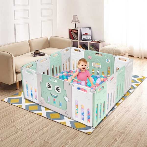 Fordable Baby 14 Panel Playpen Activity Safety Play Yard Foldable Portable HDPE Indoor Outdoor Playards Fence