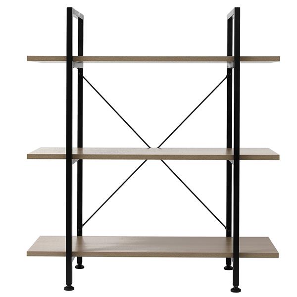 3-Tier Industrial Bookcase and Book Shelves, Vintage Wood and Metal Bookshelves,Gray