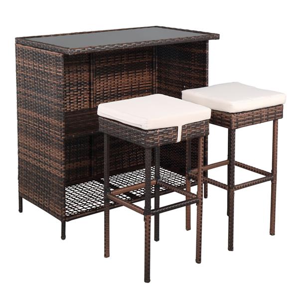 Bar Table And Bar Stool Three-Piece Set Brown Gradient