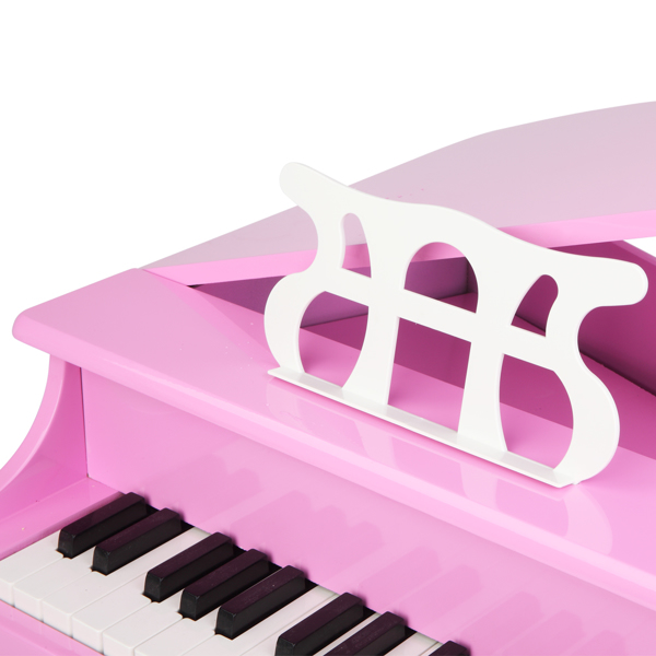 Wooden Toys: 30-key Children's Wooden Piano / Four Feet / with Music Stand, Mechanical Sound Quality,Pink