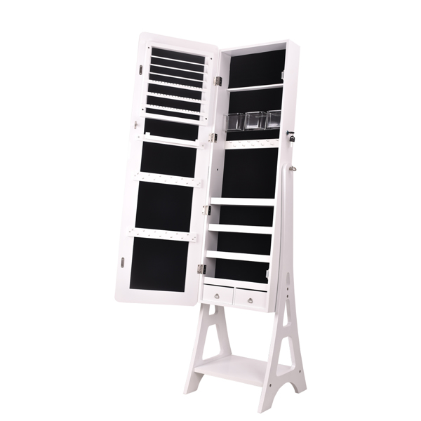 Full Mirror Makeup Mirror Cabinet 2-Pull 4-Layer Storage Cabinet Can Be Placed On The Base Of The Floor, Painted Jewelry Mirror Cabinet White 关键字