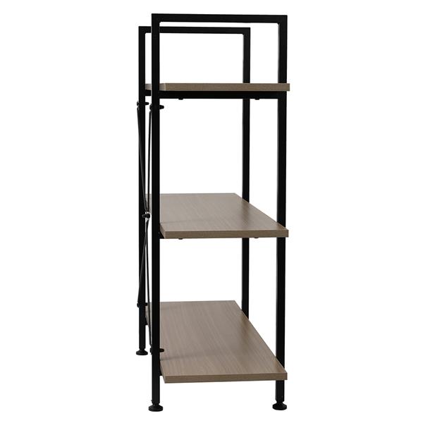 3-Tier Industrial Bookcase and Book Shelves, Vintage Wood and Metal Bookshelves,Gray